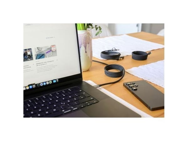 Ansmann 1700-0188, 1,2 m, USB A/USB C, USB C/Lightning, musta, Hopea