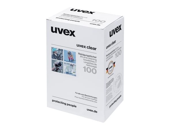 Uvex brille-renseservietter - Silikonefri til alle glas, pakket enkeltvis, æske med 100stk