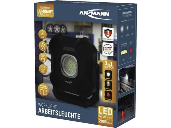Ansmann WL2000R, 27,5 W, LED, 1 ampuller, Svart, Frittstående arbeidslys
