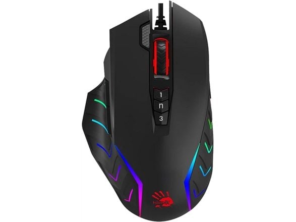Bloody J95S - Mus - 2-brand, rgb animaatio - 9 knapper - kablet - USB - stensort - boks - boks