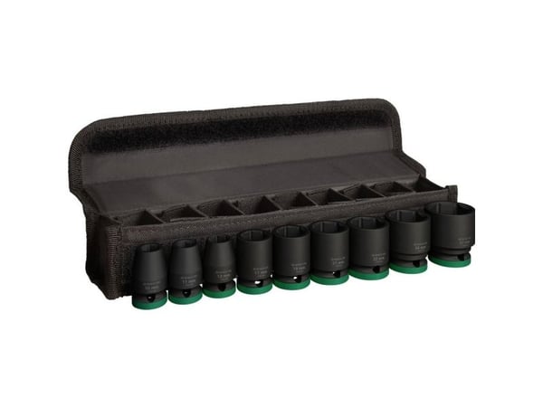 Bosch 2 608 003 038, Støpselsett, 1/2", Metrisk, 9 hoder, 10,11,13,17,19,21,22,24,27 mm, Boks