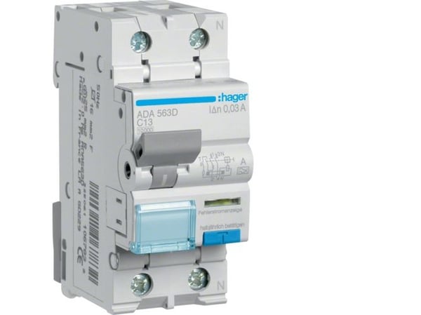 Hager ADA563D, Pienoiskatkaisija, Tyyppi A, IP20, 240 V