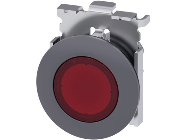 Siemens 3SU10610JB200AA0 3SU1061-0JB20-0AA0 Lystrykknap Frontring metal, Rund Knap Sandgrå, Rød 1 stk