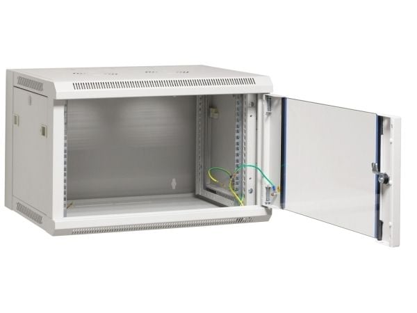 EFB Elektronik 691721FGR.2, Veggmonterbar hylle, 21U, 60 kg, Nøkkellås, Grå