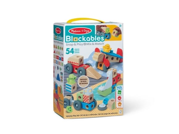 Melissa & Doug MDT BBN Blockables Vehicles GML, 2 år, 54 stykker, Tre