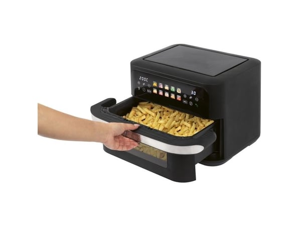 ProfiCook PC-FR 1313 H, Varmluftsfrityr, 10 l, 80 °C, 200 °C, Dobbel, Sort, Rustfritt stål