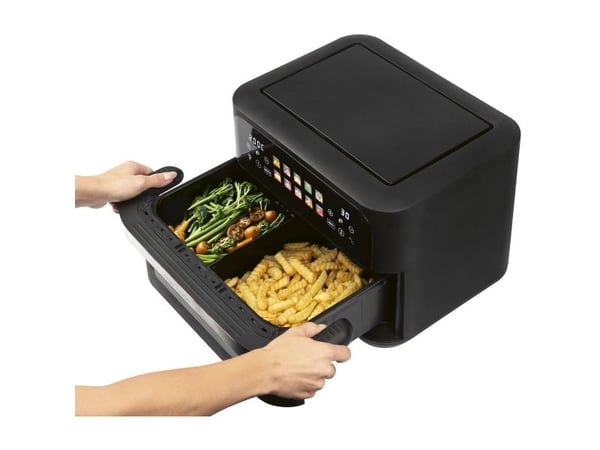 ProfiCook PC-FR 1313 H, Varmluftsfrityr, 10 l, 80 °C, 200 °C, Dobbel, Sort, Rustfritt stål