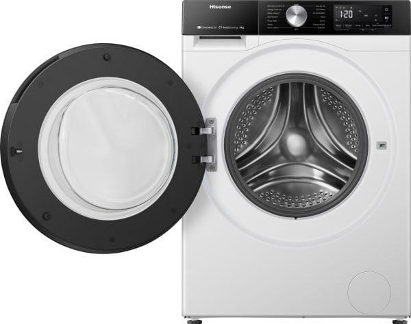 Hisense WF3S8045BW3, Edestä täytettävä, 8 kg, B, 72 dB, 1400 RPM, A