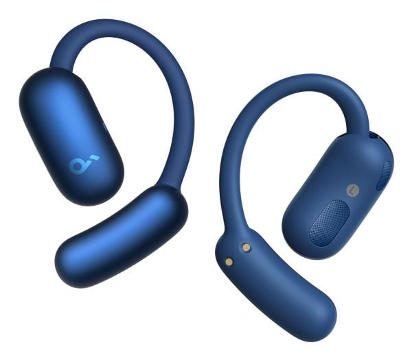 Soundcore AeroFit 2 - True wireless-hodetelefoner med mikrofon - åpent øre - over-øret-montering - Bluetooth - blå