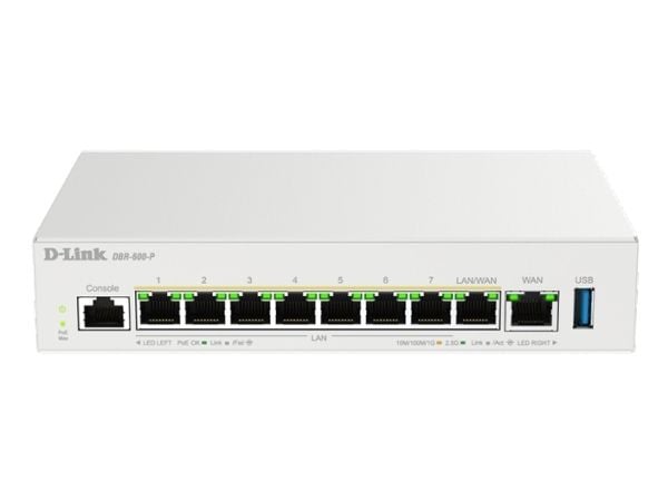 D-Link DBR-600-P - Trådløs ruter 8-portssvitsj - 2.5GbE, 1GbE