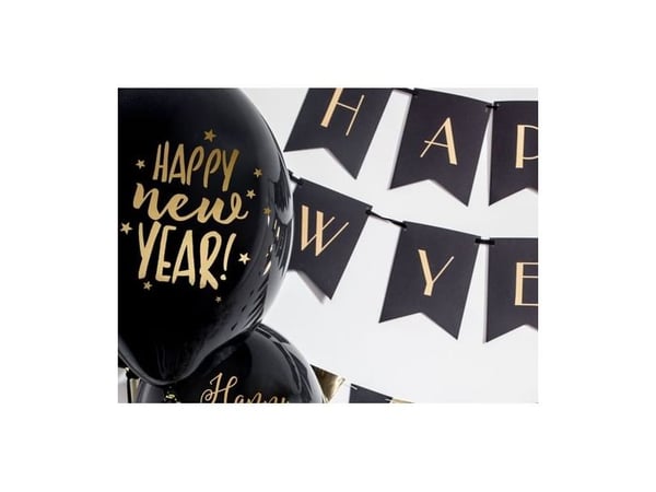 FestFarver ballonger Happy New Year svart