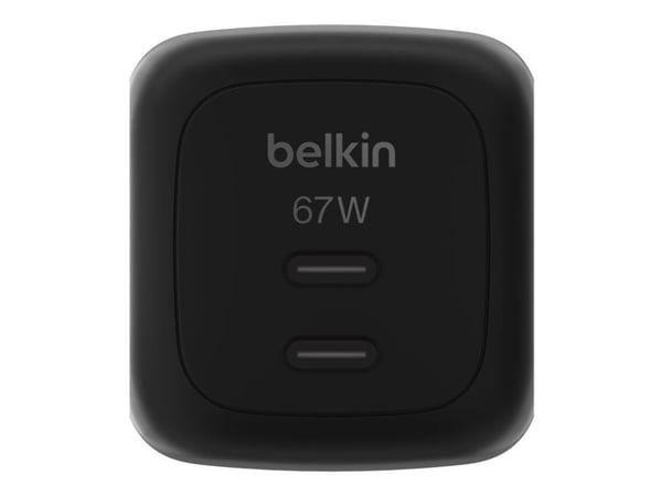 Belkin BoostCharge Pro - Strømadapter - GaN - 67 watt - Fast Charge, PD 3.1/PPS - 2 utgangskontakter (2 x USB-C) - svart