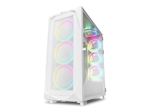 Sharkoon REV300 - Tower - utvidet ATX (E-ATX) - sidepanel med vindu (herdet glass) - ingen strømforsyning - hvit - USB/lyd