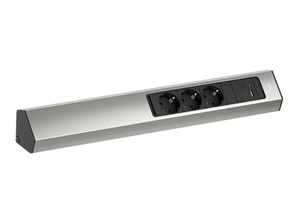 Bachmann CASIA 2 3xCEE7/3 1xUSB A/C 22W 2.0m AEH ruostumattoman teräksen näköinen