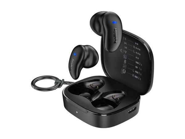 Belkin SoundForm Anywhere - True wireless-hodetelefoner med mikrofon - semi-in-ear - Bluetooth - svart