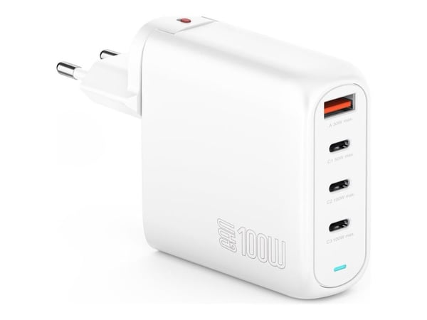 4smarts GaN FlexPro - Travel Edition - strømadapter - 100 watt - 5 A - QC 3.0, QC 4.0+, PD 2.0, PD 3.0, PD/PPS - 4 utgangskontakter (3 x USB-C, USB...