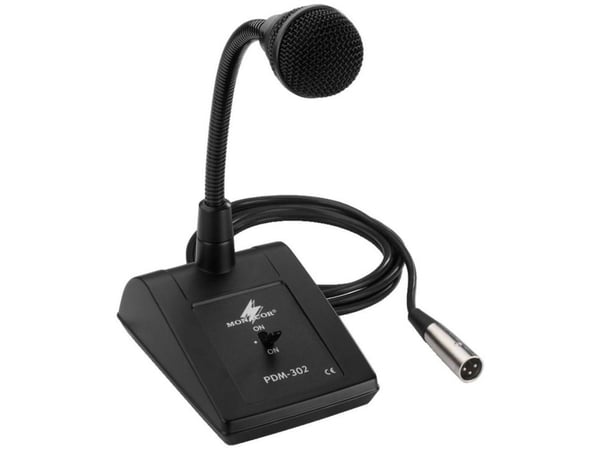 Monacor PDM-302, 60 - 12000 Hz, 600 ohm (O), Kardioid, Dynamisk, Ledningsført, XLR-3