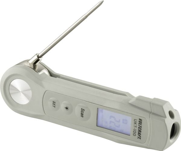 VOLTCRAFT UKT-100 innstikkstermometer Temperaturmåleområde -40 til 280 °C LED-lommelykt, berøringsfri IR-måling (UKT-100)