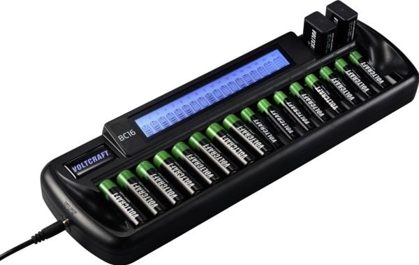 VOLTCRAFT BC16 NiMH, LiIon Mignon (AA), Micro (AAA), 9 V Block Round kennolaturi (2127444)
