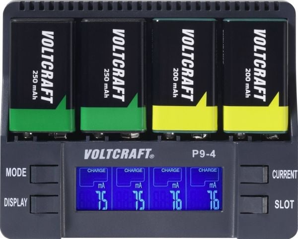 VOLTCRAFT P9-4 9V laddare NiCd, NiMH, Li-Ion 9 V blockbatteri