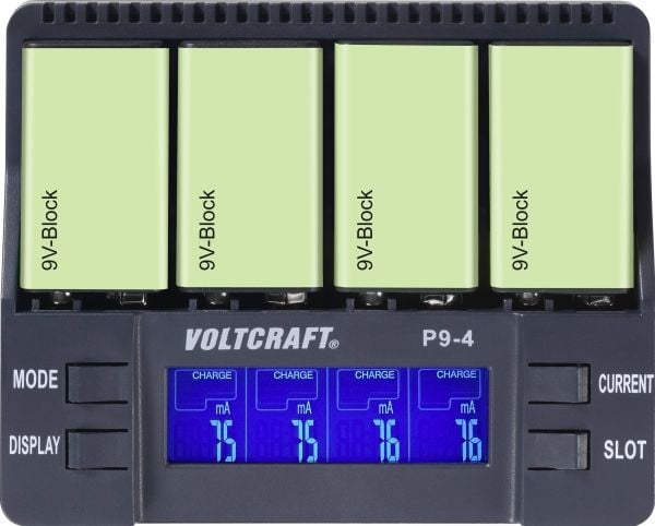 VOLTCRAFT P9-4 9V laddare NiCd, NiMH, Li-Ion 9 V blockbatteri
