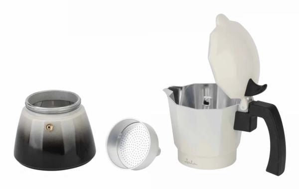 JATA HCAF2406, Mokkagryte, 0,3 l, Sort, Hvit, Aluminium, 6 kopper, 100,5 mm