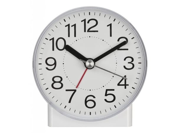 TFA-Dostmann 60.1037.02, Quartz vekkerklokke, Rund, Hvit, Innendørs, Voksen, Batteri