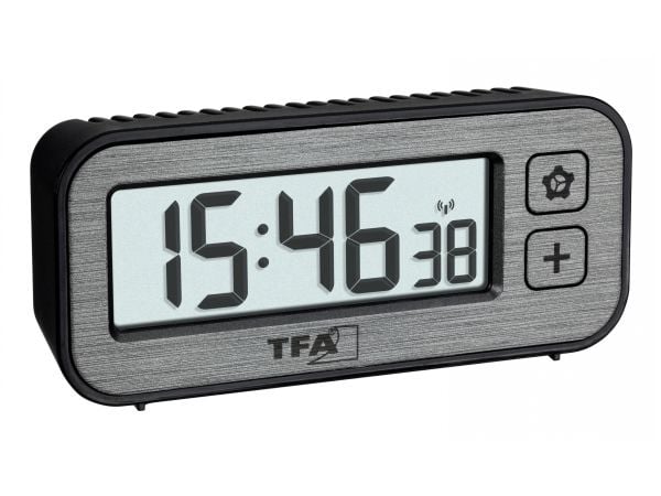 TFA-Dostmann 60.2522.10, Digitaalinen herätyskello, Suorakulmio, musta, Harmaa, Sisätila, Aikuinen, 0 - 50 °C