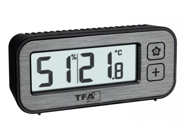 TFA-Dostmann 60.2522.10, Digital vekkerklokke, Rektangel, Sort, Grå, Innendørs, Voksen, 0 - 50 °C
