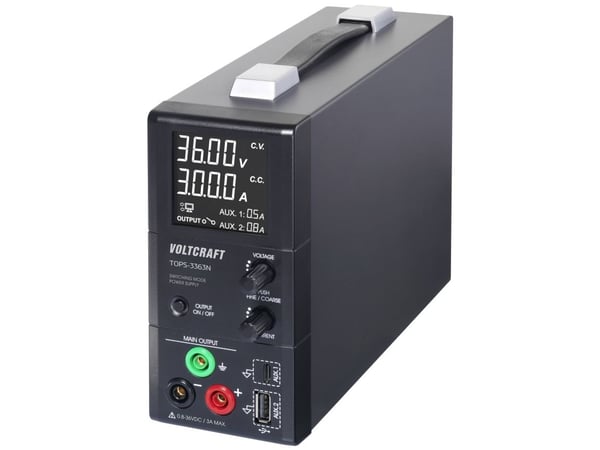 Voltcraft TOPS-3363N laboratoriestrømforsyning, justerbar 0,8 - 36 V/DC 0,1 - 3 A 100 W vifteløs Antall utganger 3 x (VC-15448590)