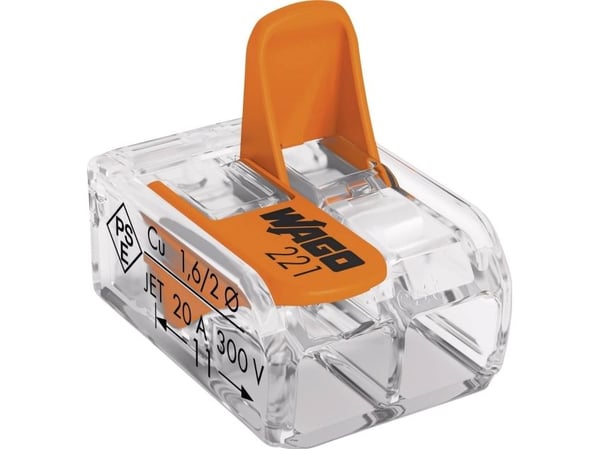 WAGO Samlemuffe 2x0,2-4mm2 transparent - (100 stk.)