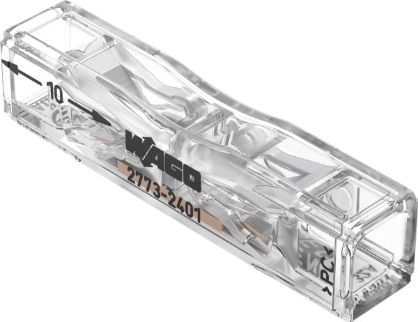 WAGO PUSH WIRE® Inline fjedersamlemuffe til entrådede og flertrådede ledere maks. 4 mm² 2-leder gennemsigtigtigt hus - (100 stk.)