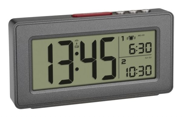 TFA-Dostmann 60.2563.10, Digital vekkerklokke, Rektangel, Antrasitt, Innendørs, Voksen, Batteri