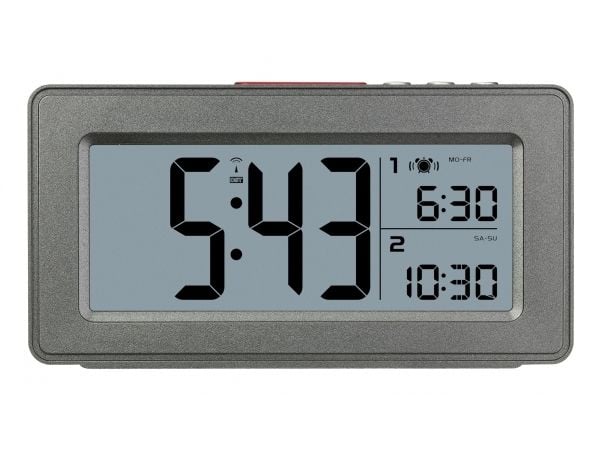 TFA-Dostmann 60.2563.10, Digital vekkerklokke, Rektangel, Antrasitt, Innendørs, Voksen, Batteri