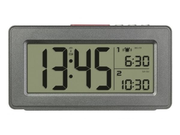 TFA-Dostmann 60.2563.10, Digital vekkerklokke, Rektangel, Antrasitt, Innendørs, Voksen, Batteri