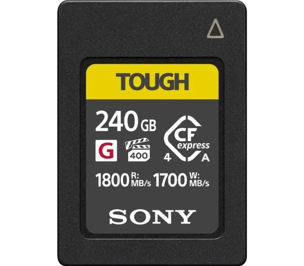 Sony CEA-G240T, 240 GB, CFexpress, 1800 MB/s, 1700 MB/s, Pölynkestävä, Kosteudenkestävä, musta, Keltainen