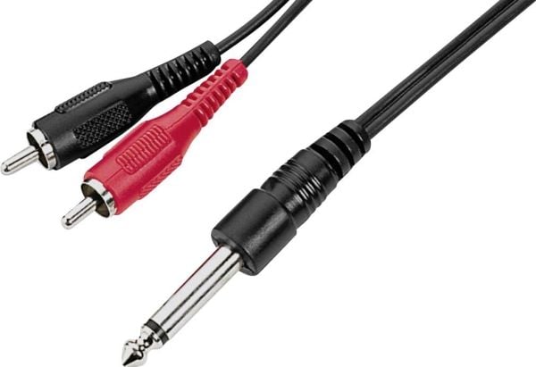 Monacor MCA-300, 6,35 mm, jack, 2 x RCA, jack, 3 m, svart, röd