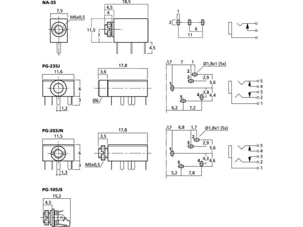 PG-203JN 3,5 mm:n pistorasiapistoke