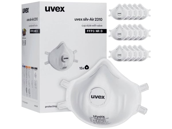 Hengityksensuojain, Uvex Silv-Air, 2310, Yksi koko, valkoinen, polyesteri/PP, FFP3 NR D