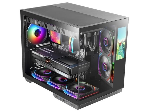Mars Gaming MCMIRAGE, Midi Tower, PC, Svart, ATX, Micro ATX, Mini-ITX, Herdet glass, Spilling