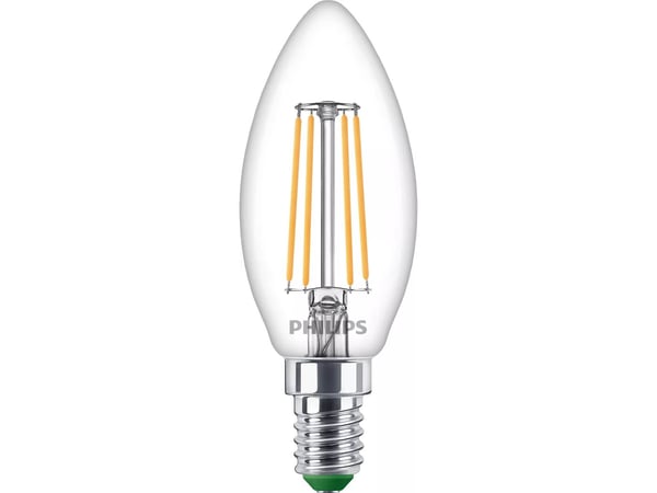 Philips Filament mignonpære klar, 40 W, B35, E14 x3, 2,3 W, 40 W, E14, 485 lm, 50000 timer, Varm hvit