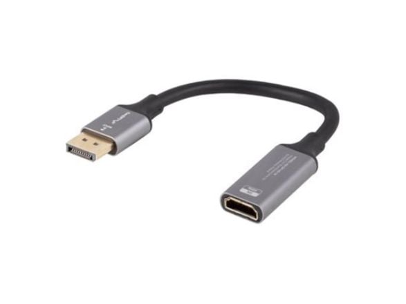 Lanberg - Video adapter - DisplayPort hann til HDMI hunn - 20 cm - sølv - støtte for 8K UHD (7680 x 4320)