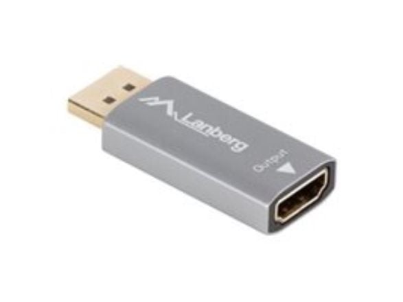 Lanberg - Video adapter - DisplayPort hunn til HDMI hann - 20 cm - sølv - 4K(3840 x 2160) støtte