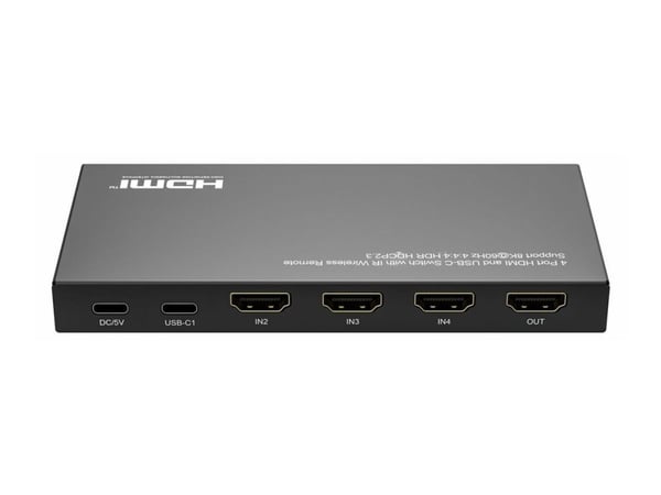 MicroConnect - Switch - 8K60Hz, HDCP 2.3, with remote control - 3 x HDMI + 1 x USB-C - stasjonær