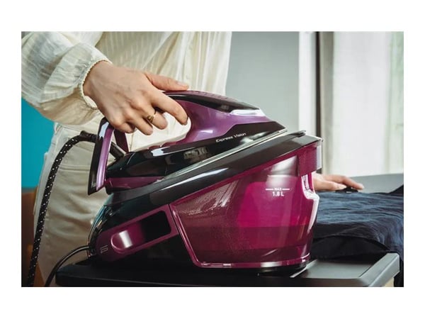 Tefal Express Vision SV8152E0 - Dampstrykejern - såleplate: Durilium AirGlide Autoclean - 2800 W - svart/purpur
