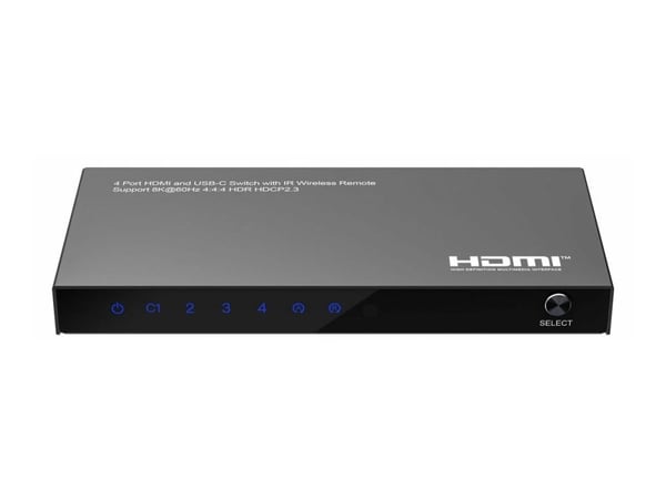 MicroConnect - Switch - 8K60Hz, HDCP 2.3, with remote control - 3 x HDMI + 1 x USB-C - stasjonær