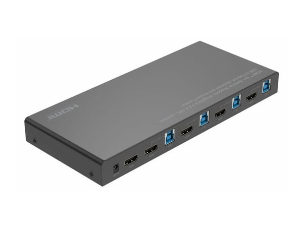 MicroConnect - KVM / video / lydbryter - 4K60Hz, 4x1 4:4:4, USB 3.0 - 4 x KVM / video / lyd - 1 lokalbruker - stasjonær