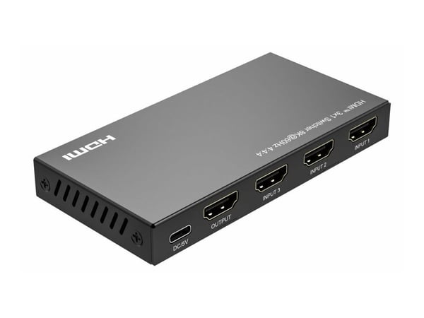 MicroConnect - Video/lyd-splitter - 8K60Hz, HDCP 2.3, with remote control - 3 x HDMI - stasjonær