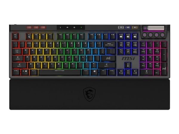 MSI STRIKE PRO - Tastatur - bakgrunnsbelyst - trådløs - 2.4 GHz, Bluetooth, USB - QWERTY - USA - tastsvitsj: Kailh Midnight Pro Silent (hot-swappable)