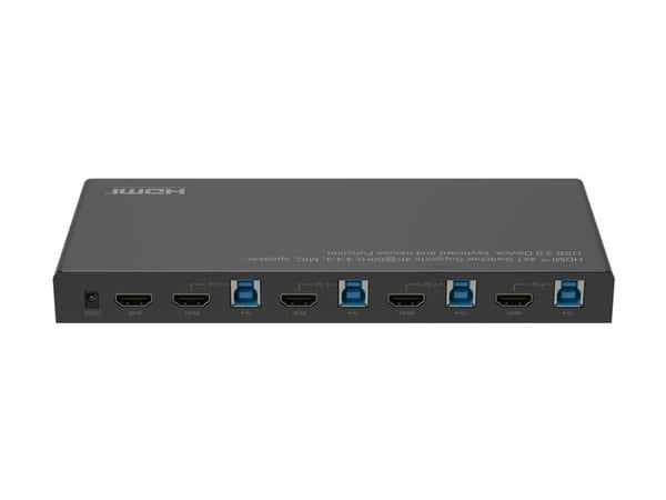 MicroConnect - KVM / video / lydbryter - 4K60Hz, 4x1 4:4:4, USB 3.0 - 4 x KVM / video / lyd - 1 lokalbruker - stasjonær